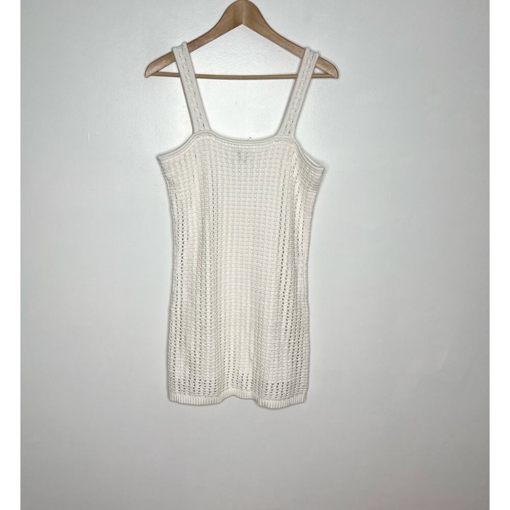 Gap Sleeveless Crochet Mini Dress Womens SP White Square Neck Cotton Minimalist - Picture 9 of 12